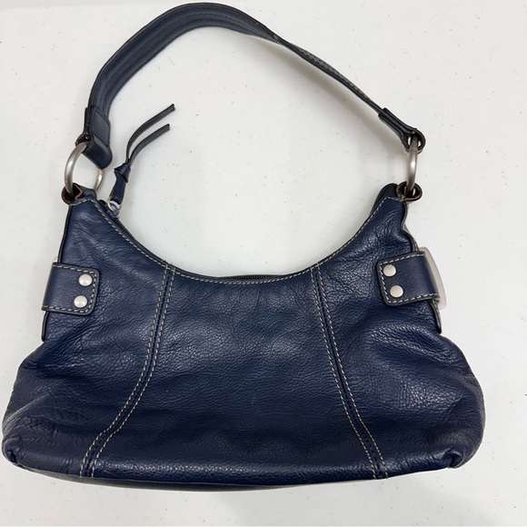 Wilsons Leather Handbags - Vintage Wilsons Leather Purse Navy Satchel Handbag Tassel Zip Closure Womens